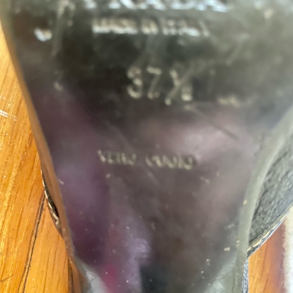 Prada Kitten Heel Black Leather Mules Size EU 37 1/2 preloved good condition - Picture 5 of 5